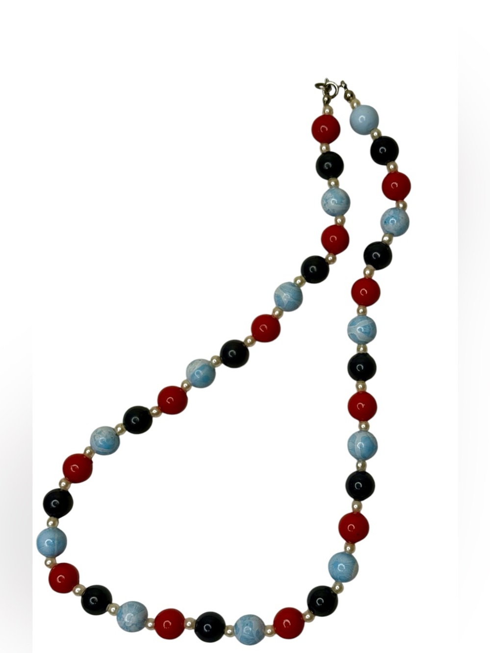 Vintage Patriotic Beaded Neckace America 250 #IndependenceDay #RedWhiteBlue
